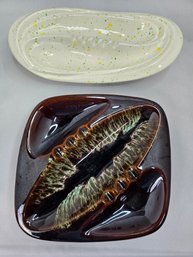 2 Vintage Mid Century Modern Ceramic Ashtrays