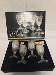 New In Box Set Of 4 Vintage 1982 Crystal Cordial Glasses