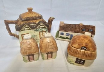 Vintage Keele Street Pottery Cottage Ware Tea Pot Butter Dish Salt & Pepper