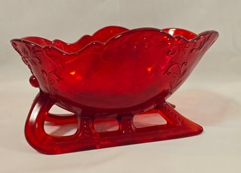 Vintage Fostoria Red Glass Christman Sleigh