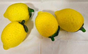 4 Glass Lemons, Art Glass Fruit