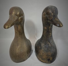 Vintage Brass Mallard Duck Bookends, Show Age Great Patina