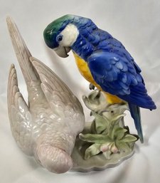 Vintage Wagner & Apel Porcelain Parrot Group Figurine