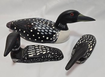 Lot Of 3 Wood Loon Decoys