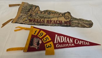 2 Vintage 1950's Felt Pennants