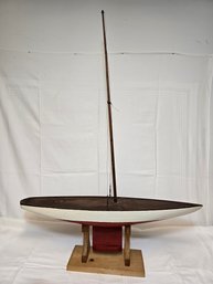 Vintage Wood Pond Boat On Stand