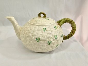 Vintage Belleek Ireland Porcelain Shamrock Teapot