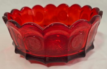 Vintage Fostoria Ruby Glass Coin, Liberty Bell Bowl