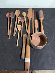 Lot Of Wooden Kitchen Utensils