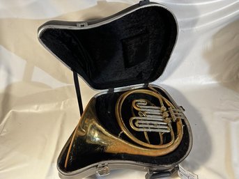 Carl Fisher Lacquered Sgl Bb French Horn With Case, Poor Condition, Missing Mouth Piece