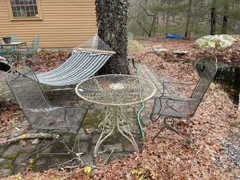 Pedestal Outdoor Table With (2) Arm Chairs