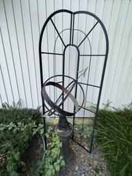 Lot Of Sundial, Bird Bath Base, Metal Screen