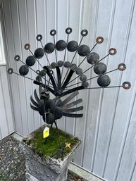 Metal Peacock Sculpture