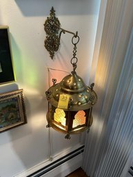 Sarnabrass Lantern, Hanging On Brass Hiik,  14' Tall X 8' Diameter