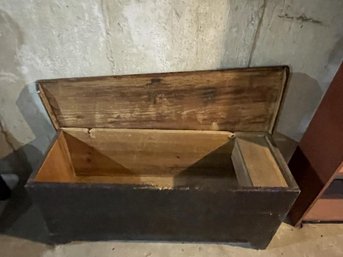 Six Board Blanket Chest, Lift Top, Dark  Stain, Hinges Broken, 21' High X 16' Deep X  44' Long