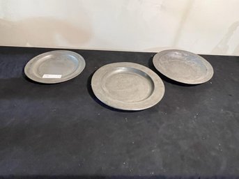 Lot Of (3) Pewter Plates, 12' 13' 14:  Diameter