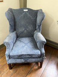 Blue Upholstered Wing Back Chair