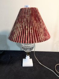 Table Lamp Milk Glass Base & Flint Glass Ball, Shade