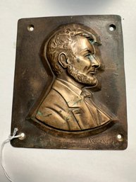 303 Abe Lincoln Bronze Plaque, Raised Relief, Signed Kuczkowski, 6' X 7 1/2'