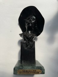305 Frederic Remington Reproduction Bust, Sergeant, Bronze, 10 1/2' H On 4' Marble Base