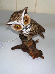 315 Owl, Painted, Wooden, On Tree Branch, 5' H X 5' W
