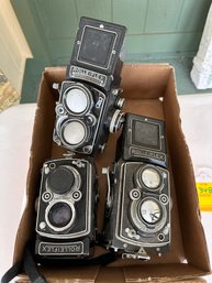 348 Lot Of 3 Rolleiflex Cameras, Condition Unknown
