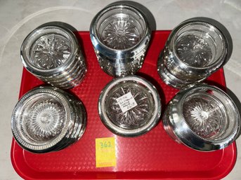 362 Lot Of 36 Sterling Silver Rimmed Coasters, Some Sets