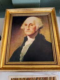 371 Lot Of 3 Prints On Canvas, George Washington, Framed, No Glass, 15' X 30'