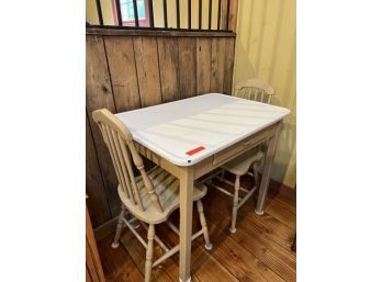 Enamel Top Table With (1) Drawer With (2) Chairs, Painted, 3'W X 2'D X 31'T