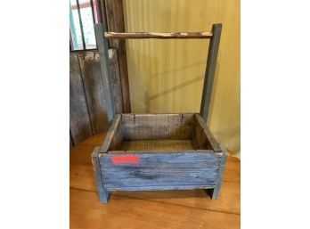 Wooden Caddy Tote Basket, Painted Blue, 19'W X 13'D X 25'T