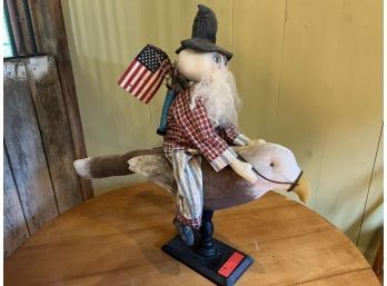 Uncle Sam On Flying Bold Eagle, Wooden Base, 2'T