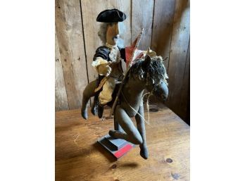 Fabric & Stuffed Paul Revere On Wooden Stand 22'Tall