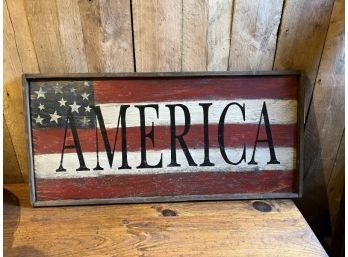 Wooden America Wall Hanging Sign 3'x17'