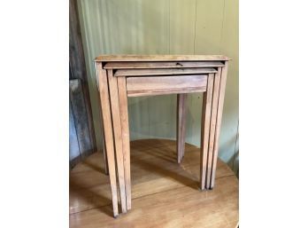 Set Of (3) Stacking Tables, One With Drawer, Over All 21'W X 14'D X 28'T