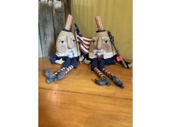 Pair Of Uncle Sam Dumpty Dumpty Dolls, 14'T