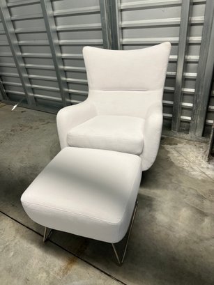 Restoration Hardware Liam Fabric Chair And Ottoman