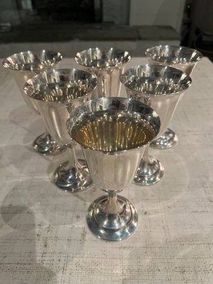 6 International Sterling Silver Goblets 6 5/8' Lord Saybrook P664 Gold Wash