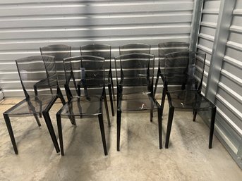 Set Of 8 Mitchell Gold Stackable Alain Smoke Chairs