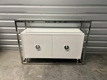 Chrome And White Lacquer Console
