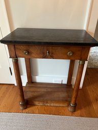 French Walnut Marble Top Table