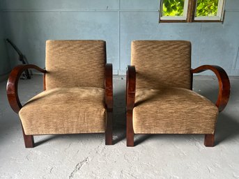 Pair Of Art Deco Upholstered Armchairs