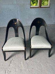 Mid 20th Century Neoclassical Spoon Back Chairs, A Pair