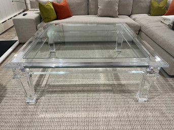 Contemporary Acrylic And Glass Top Square Coffee Table