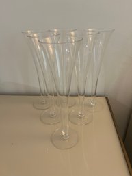 Set Of 6 Glass Champagne Flutes