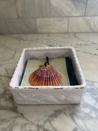 Ceramic Cocktail Napkin Holder With Shell