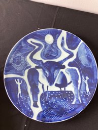 Bull With Two Figures, 2013, 2013 White Chinese Porcelain Plate