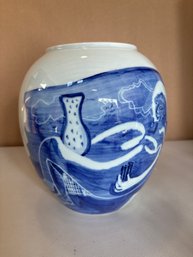 Blue And White Porcelain Bowl With Bird And Butterfly