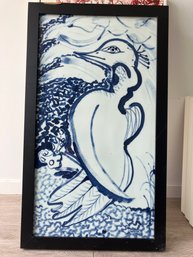 'Bird' Framed Porcelain Panel