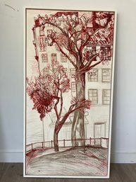 Ink & Charcoal Drawing Of Sichamore Tree In Washington Square Park