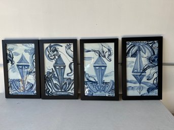 4 Piece, Neptune Framed Porcelain Panel Set